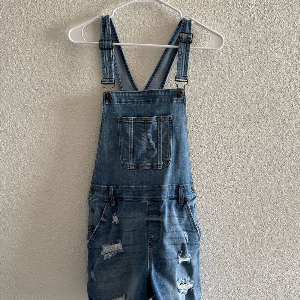 Distressed Denim Overalls